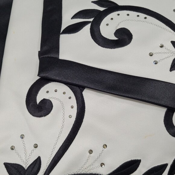 Jessica McClintock Black White Strapless Backless Embroidered Dress Gown USA 2 - Picture 6 of 15